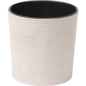 Biała doniczka Malwa Eco Dluto Ø 25 cm wykonana z wytrzymałego tworzywa sztucznego z zawartością drewna do użytku wewnętrznego.