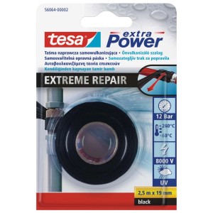 Tesa extra Power Taśma naprawcza Extreme Repair, czarna, 2,5 m x 19 mm, do uszczelniania i napraw.