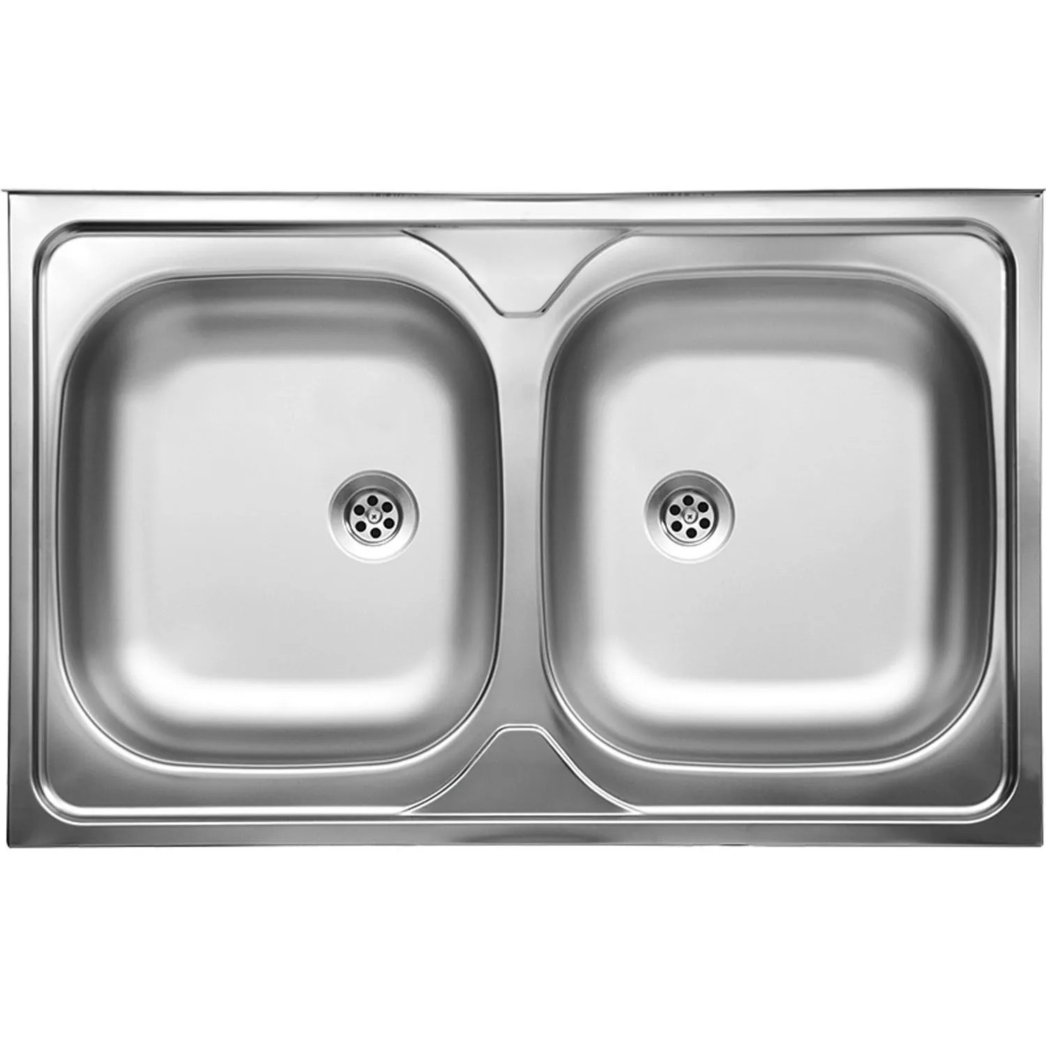 Kuchinox Zlewozmywak nakładany SELA 2-komorowy stalowy gładki - 50 x 80 cm