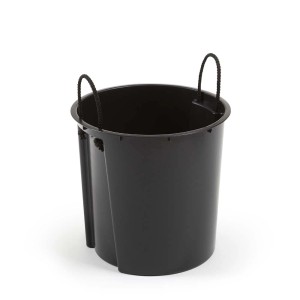 Czarna doniczka z uchwytami, akcesoria do doniczek.