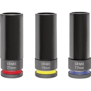 Einhell Zestaw nasadek udarowych, 3-częściowy, z osłoną felg (17, 19, 21 mm) do wymiany kół.