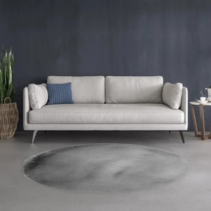 Dywan RABBIT-FUR ciemny szary koło średnica 100 cm