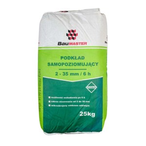Worek zaprawy samopoziomującej BauMaster, 25kg. Do wyrównywania podłoża.