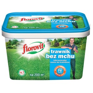 Florovit nawóz do trawnika bez mchu na 200 m² w wiadrze.