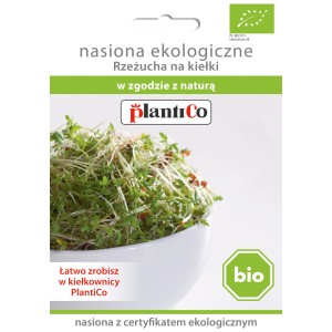 Ekologiczne nasiona rzeżuchy do kiełkowania w zestawie Plantico.