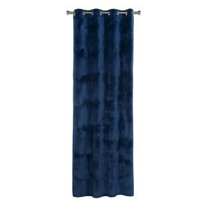 Niebieska zasłona t.b.t. z przelotkami do dekoracji wnętrz.