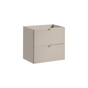 t.b.t. Szafka pod umywalkę z dwiema szufladami i złotymi uchwytami.