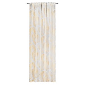 Zasłona t.b.t. ze złotym wzorem piór do dekoracji okien.