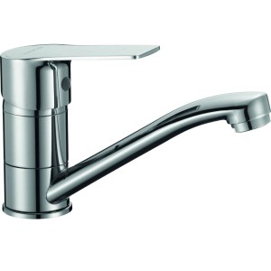 Błyszcząca, chromowana bateria umywalkowa t.b.t., jednouchwytowa.