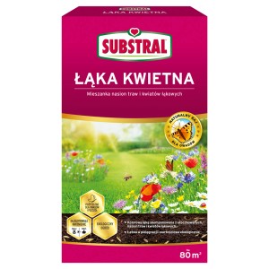 Substral łąka kwietna mieszanka nasion na 80m² w różowym kartonie.