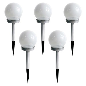 4iQ Zestaw 5 lamp solarnych LED ZENIT srebrnych śr. 10 cm