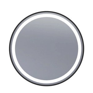 Okrągła lampa/lustra t.b.t. z szarą powierzchnią i pierścieniem LED.