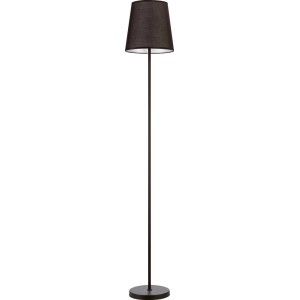Czarna lampa podłogowa z abażurem do salonu i sypialni.