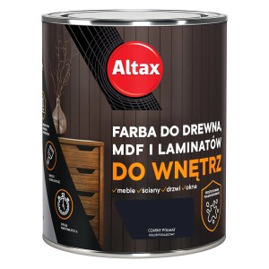 Ciemna farba do drewna Altax do wnętrz, idealna do mebli, ścian, drzwi i okien.