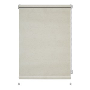 Beżowa roleta t.b.t. do okien, pokazana zwinięta.