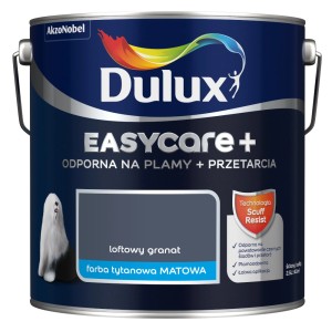 Puszka z farbą Dulux Easycare+ Loftowy Granat, matowa farba do ścian wewnętrznych.