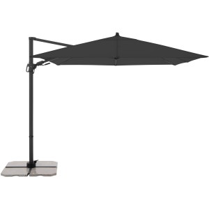 Antracytowy parasol z korbą Derby, ok. 276x276 cm, ze stojakiem.