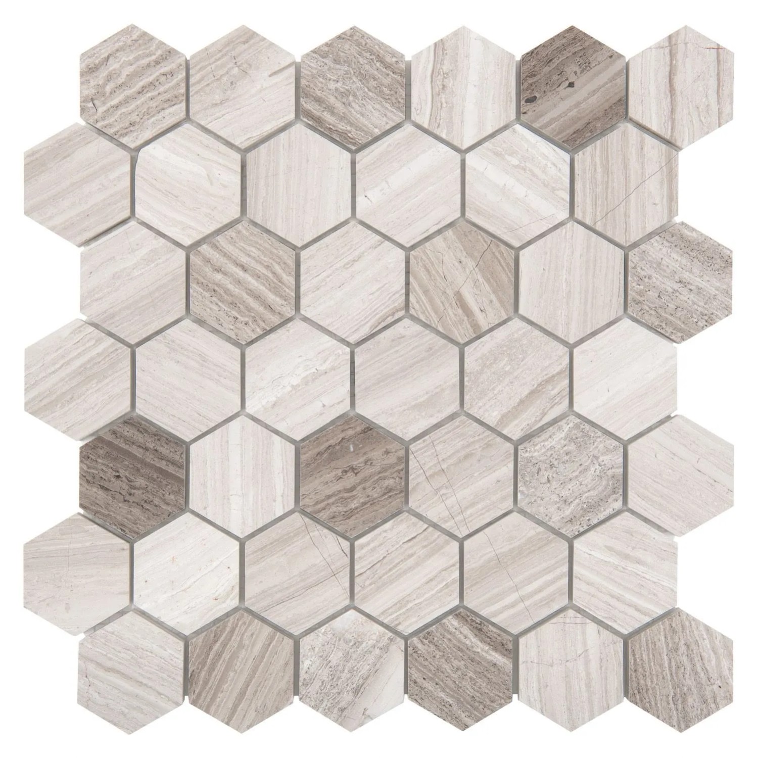 Mozaika Hexagon Woodstone Grey 29,8 x 30,2 cm