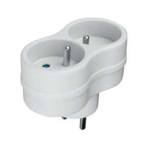 Biały rozgałęźnik t.b.t. do dwóch urządzeń.