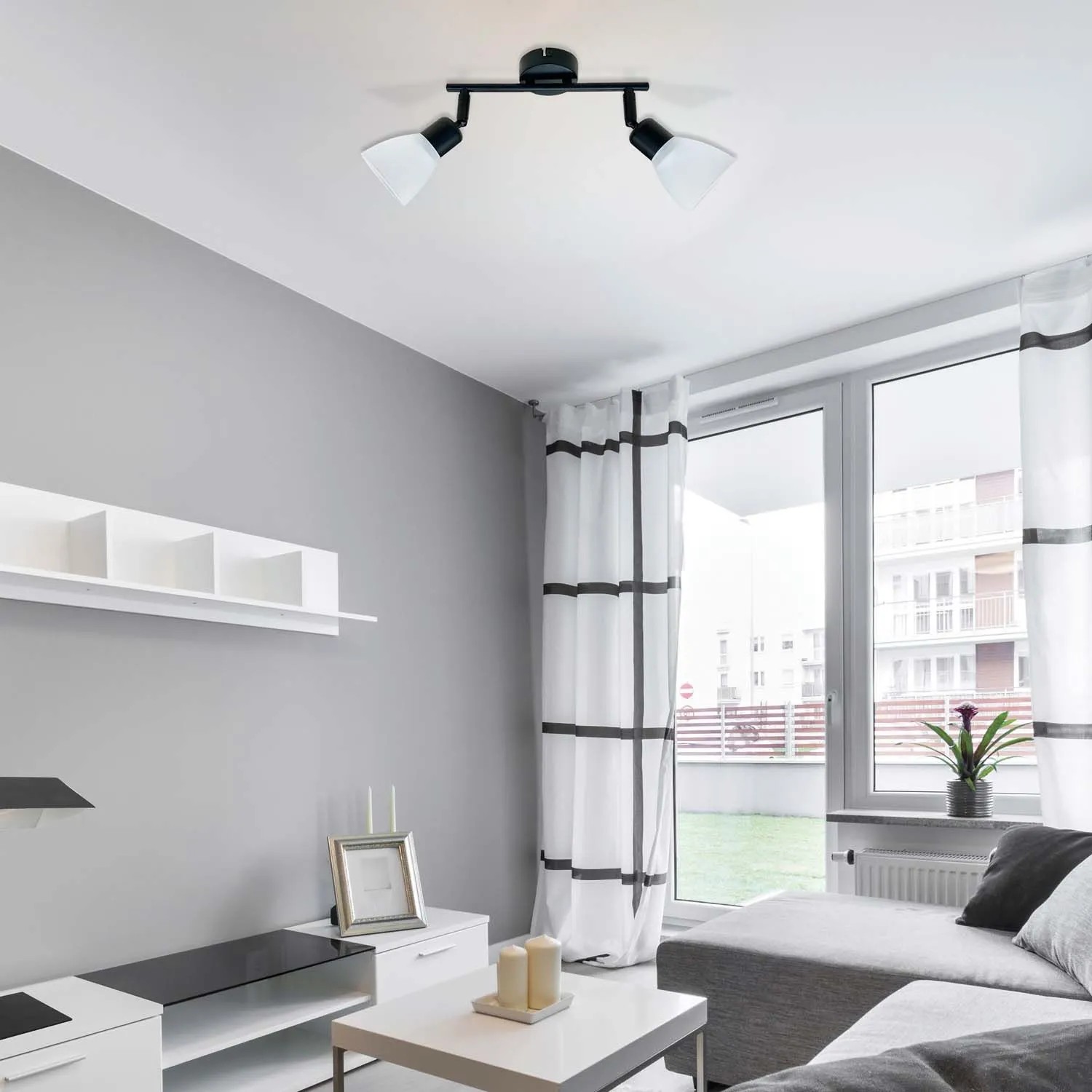 Candellux lampa COSTA listwa czarna 2xE14 40W klosz biały