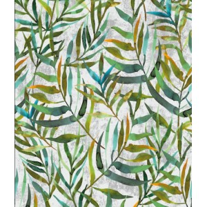 Folia t.b.t. z zielono-żółtym wzorem liści.