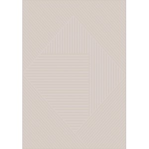 Beżowy dywan z geometrycznym wzorem linii.