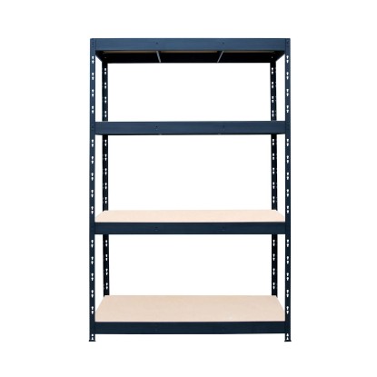 Metalkas Regał metalowy czarny 180 x 160 x 60 cm 4 półki MDF/300 kg