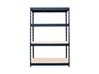 Metalkas Regał metalowy czarny 180 x 160 x 60 cm 4 półki MDF/300 kg