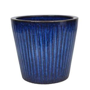 Donica Stripes szkliwiona niebieska - 33x28 cm