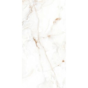 Płytka podłogowa t.b.t. imitująca marmur, beżowo-biała z delikatnym wzorem.