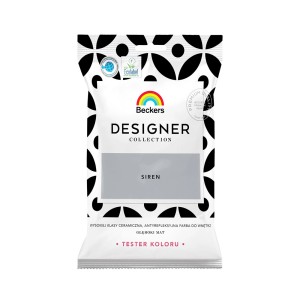 Tester koloru 'Siren' Beckers Designer Collection, szara farba do ścian w saszetce.