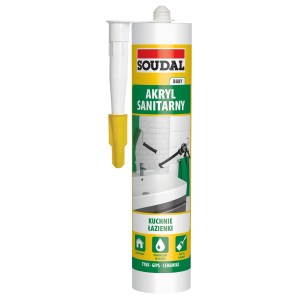 Karton sanitarny akrylowy Soudal, biały, do kuchni i łazienki.