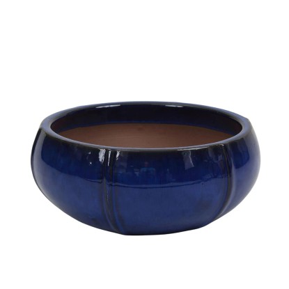 Donica Rib szkliwiona niebieska - 54x22 cm