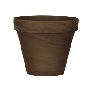 Brązowa doniczka t.b.t. do użytku wewnątrz i na zewnątrz.