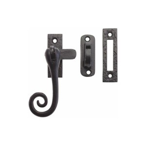 Czarny zatrzask do drzwi w stylu antycznym do drzwi wewnętrznych.