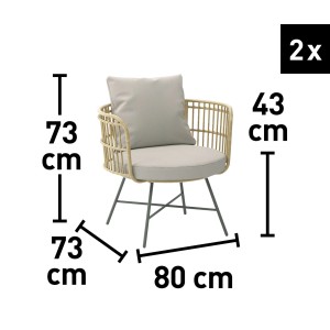 Wymiary krzesła do mebli balkonowych t.b.t.: 73x80x73 cm (WxSxG)