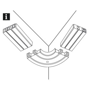 Łuk narożny Gardinia GE2, dwutorowy, biały, do szyn karniszowych, kąt 90°.
