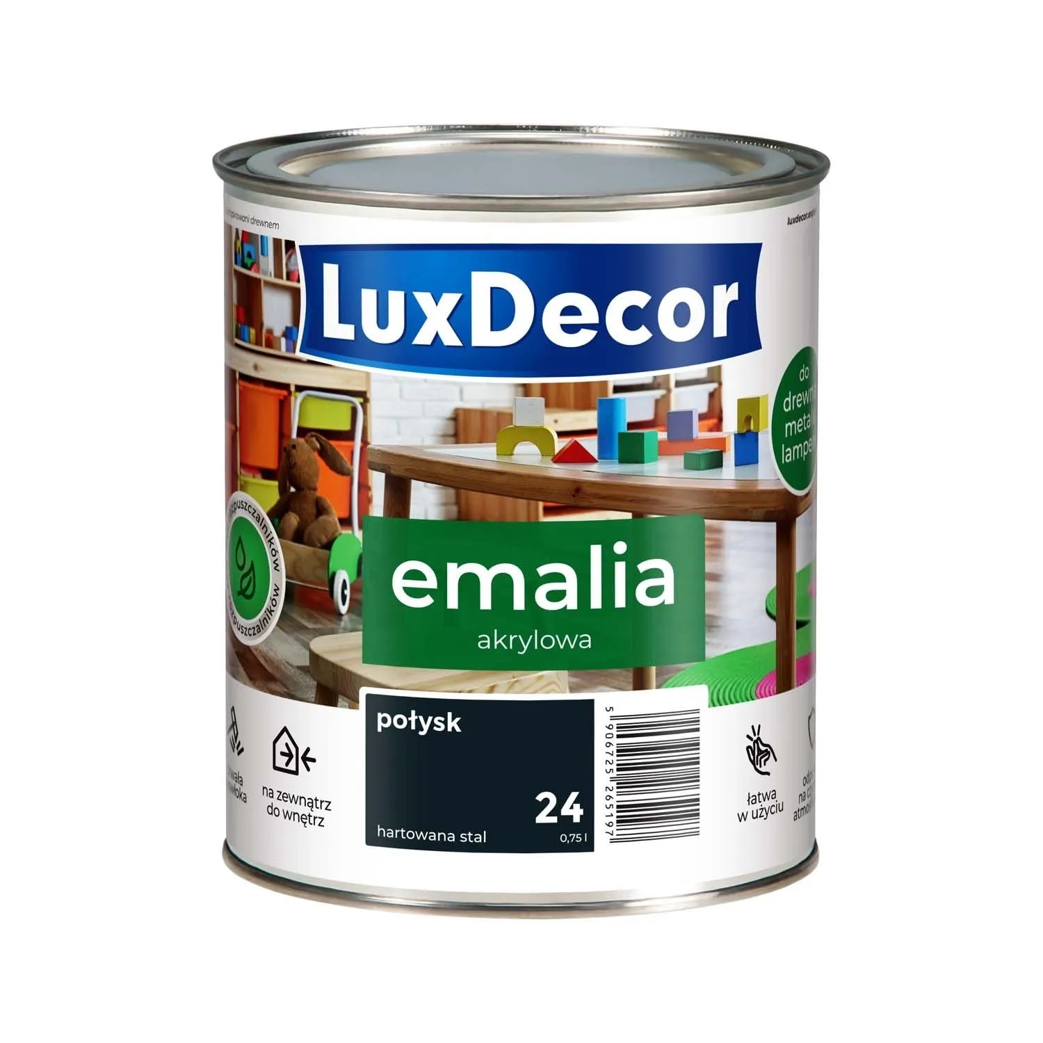 Luxdecor Emalia akrylowa Hartowana Stal połysk 0,75l