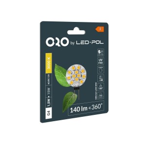 Żarówka LED ORO G4, 1.5W, 3000K, ciepła biel. Kompaktowe światło LED do różnych zastosowań.