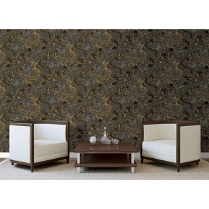 Tapeta dekoracyjna z efektem marmuru w kolorze złotym i szarym do stylowych salonów.