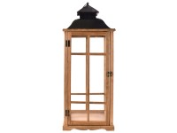 Latarnia drewniana Luna brązowa - 28 x 28 x 73 cm