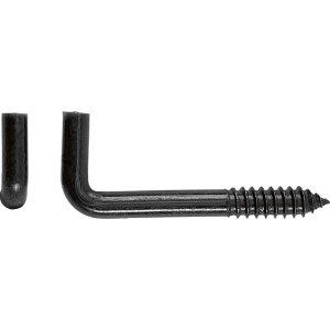 Czarny hak ścienny ze śrubą do montażu na ścianie.