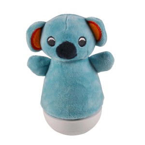 Niebieska lampka stołowa w kształcie koali do pokoju dziecięcego.