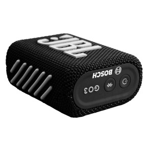 Czarny głośnik Bluetooth JBL GO3 firmy Bosch do dźwięku HiFi.