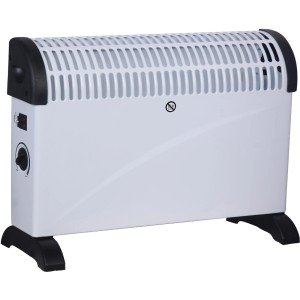 Biały, przenośny grzejnik t.b.t. do użytku wewnętrznego. Grzejnik elektryczny z termostatem.