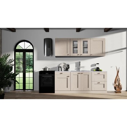 Black and White Style Zestaw mebli kuchennych NORDIC beżowy 200 cm 6 el.