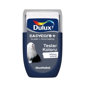 Tester koloru Dulux Easycare+ Loftowy Granat, niebieska farba do ścian