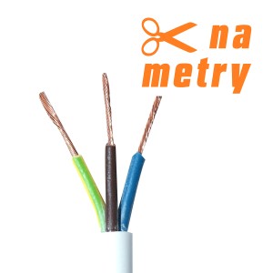 Biały przewód giętki H03VV-F 3x0,75 sprzedawany na metry. Kabel PVC izolowany do użytku wewnętrznego.