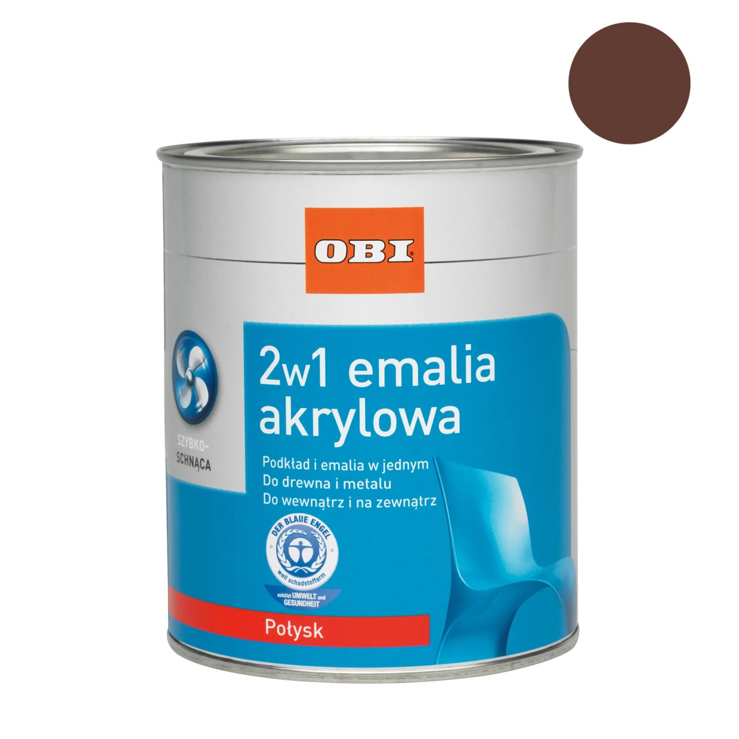 OBI Emalia akrylowa 2w1 połysk czekoladowy brąz 500 ml