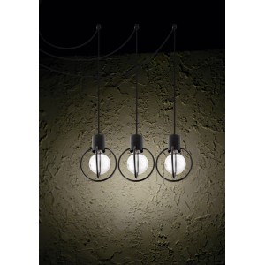 Czarna lampa wisząca t.b.t. z trzema okrągłymi kloszami. Kategoria: Lampy i oświetlenie.
